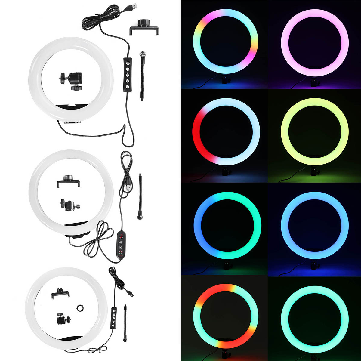 Bakeey-10-inch-RGB-LED-Selfie-Ring-Fill-Light-Dimmable-Studio-Ring-Lamp-for-Beauty-Broadcast-1852149-1