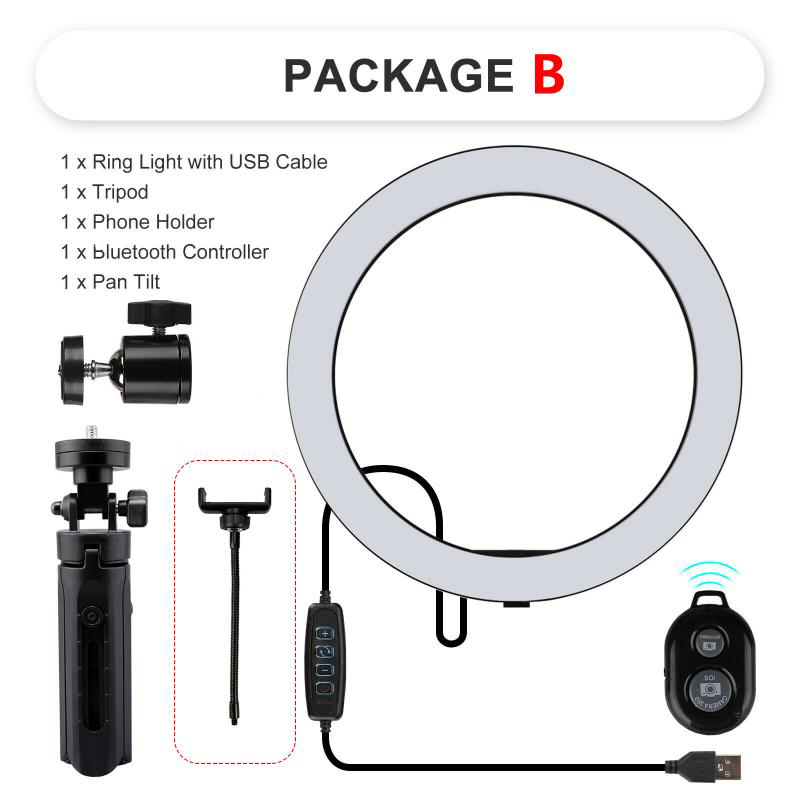 Bakeey-10inch-Photography-LED-Light-Ring-Light-Tripod-Stand-Holder-blutooth-Remote-USB-Plug-Adjustab-1791668-12