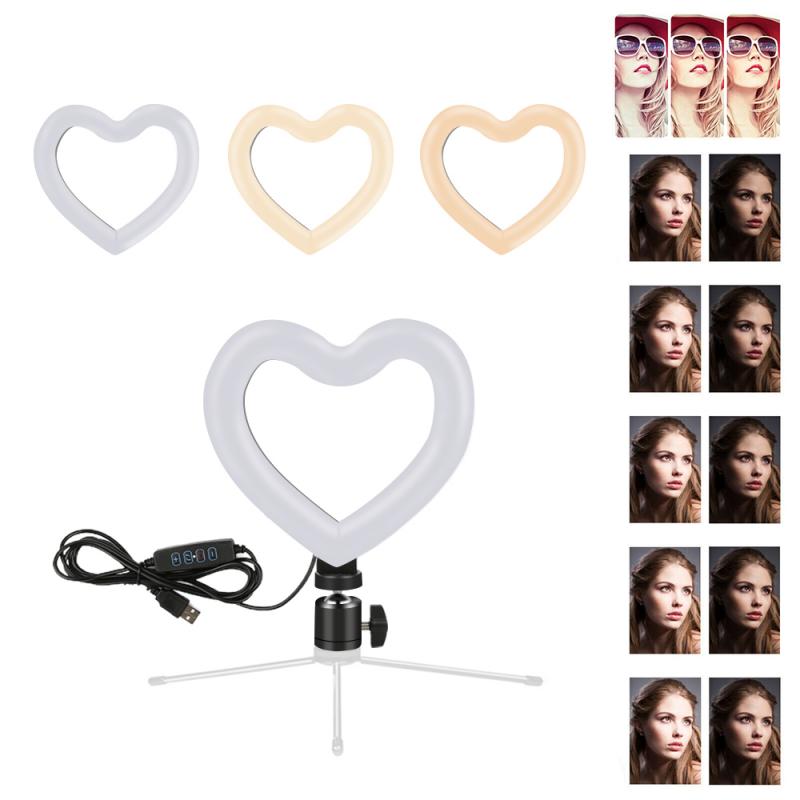 Bakeey-6-Inch-Heart-Shaped-LED-Ring-Light-Dimmable-Cold-Warm-Makeup-Photography-Video-Live-Stream-La-1833163-2
