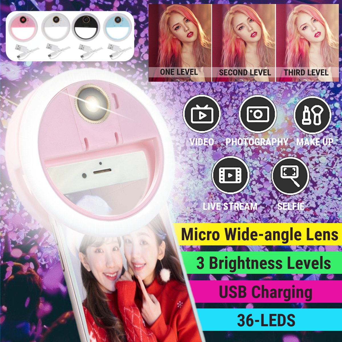 Bakeey-Selfie-36-LED-Fill-Lamp-Ring-Light-Universal-Clip-3-levels-Brightness-Micro-063-x-HD-Wide-ang-1746950-1