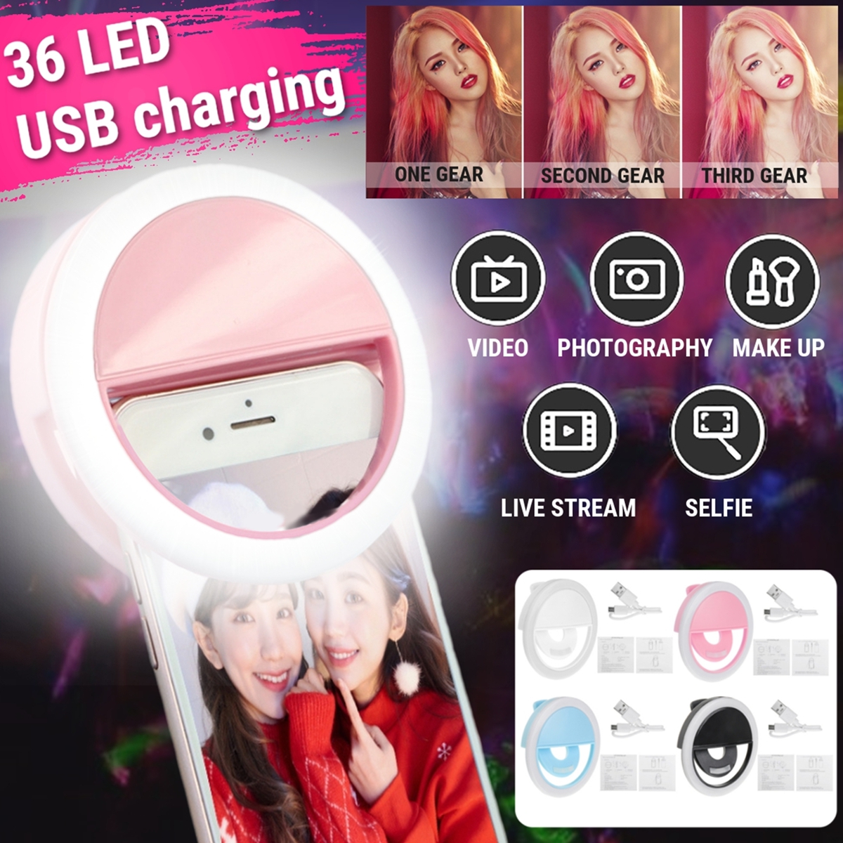 Bakeey-Selfie-36-LEDS-Fill-Lamp-Ring-Light-Universal-Clip-3-levels-Brightness-For-Cell-Phone-1715111-2