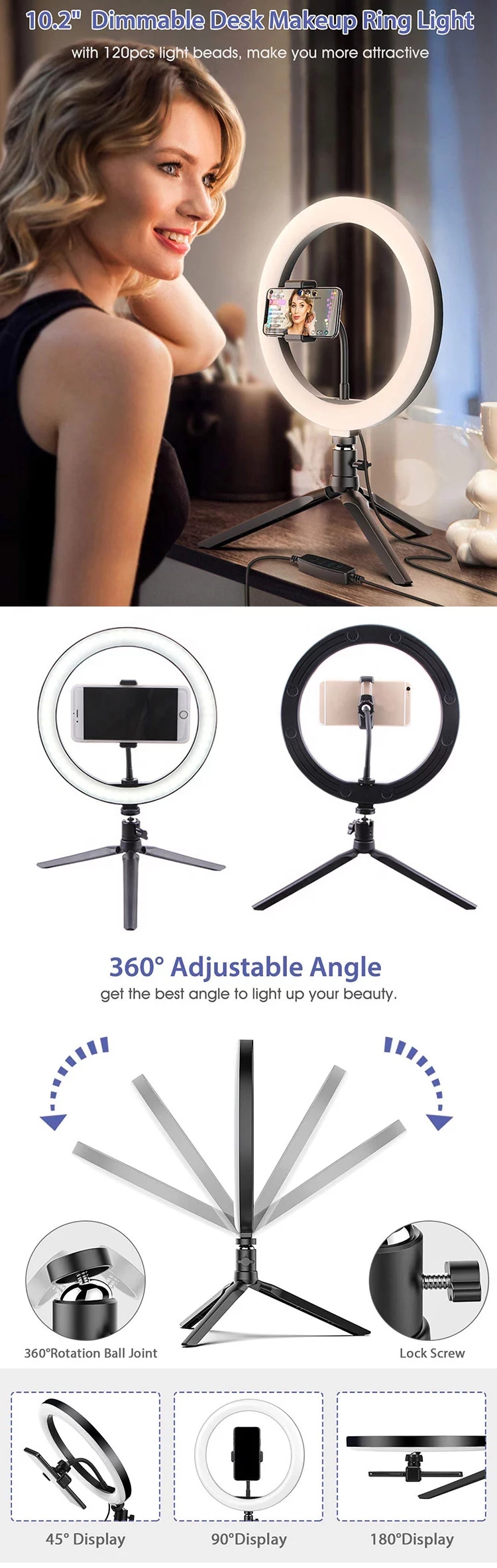 Desktop-LED-Live-Ring-Light-10-inch-Fill-Light-with-Mini-Tripod-Stand-USB-Power-Phone-Holder-for-You-1700106-3