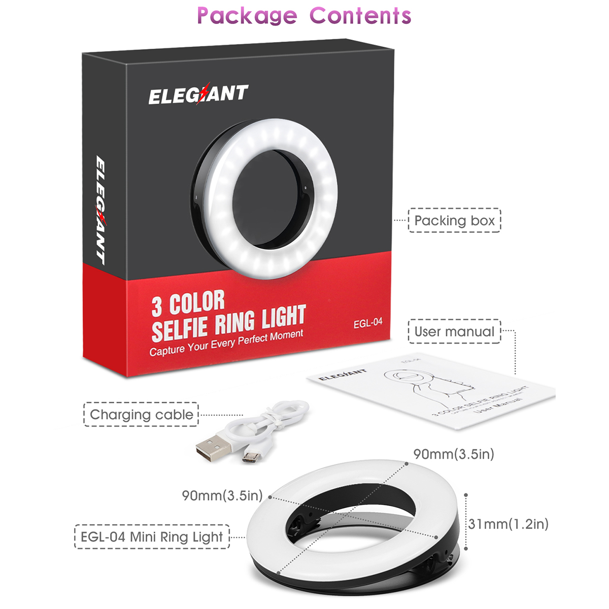 ELEGIANT-EGL-04-Rechargeable-4-Lighting-Modes-Brightness-Adjustable-Mini-Selfie-Ring-Light-for-Mobil-1887282-9