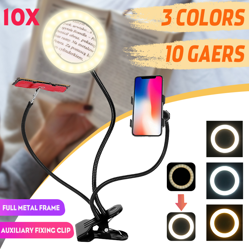 Flexible-Arm-Stepless-Dimmable-3-Color-Modes-10X-LED-Magnifying-Lamp-with-Clamp-1787588-1