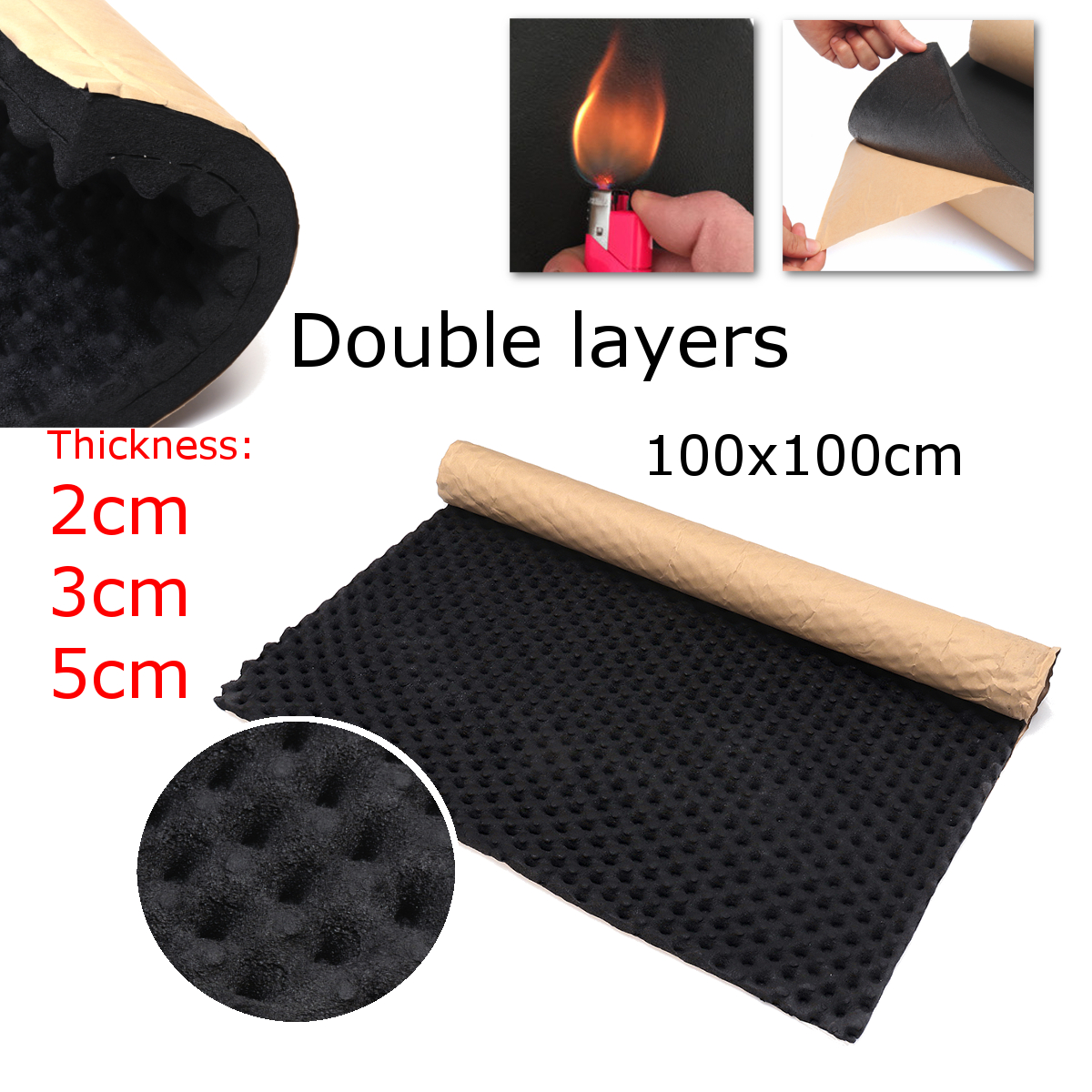 100x100cm-Car-SoundProof-Closed-Cell-Foam-Self-Adhesive-Acoustic-Foam-Thermal-Insulation-Waterproof-1382928-2