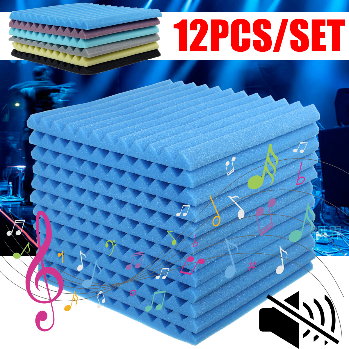 12Pcs-Wedge-Acoustic-Foam-Panels-25mm-Sound-Proofing-Foam-Room-Studio-Tile-Treatments-1706826-1