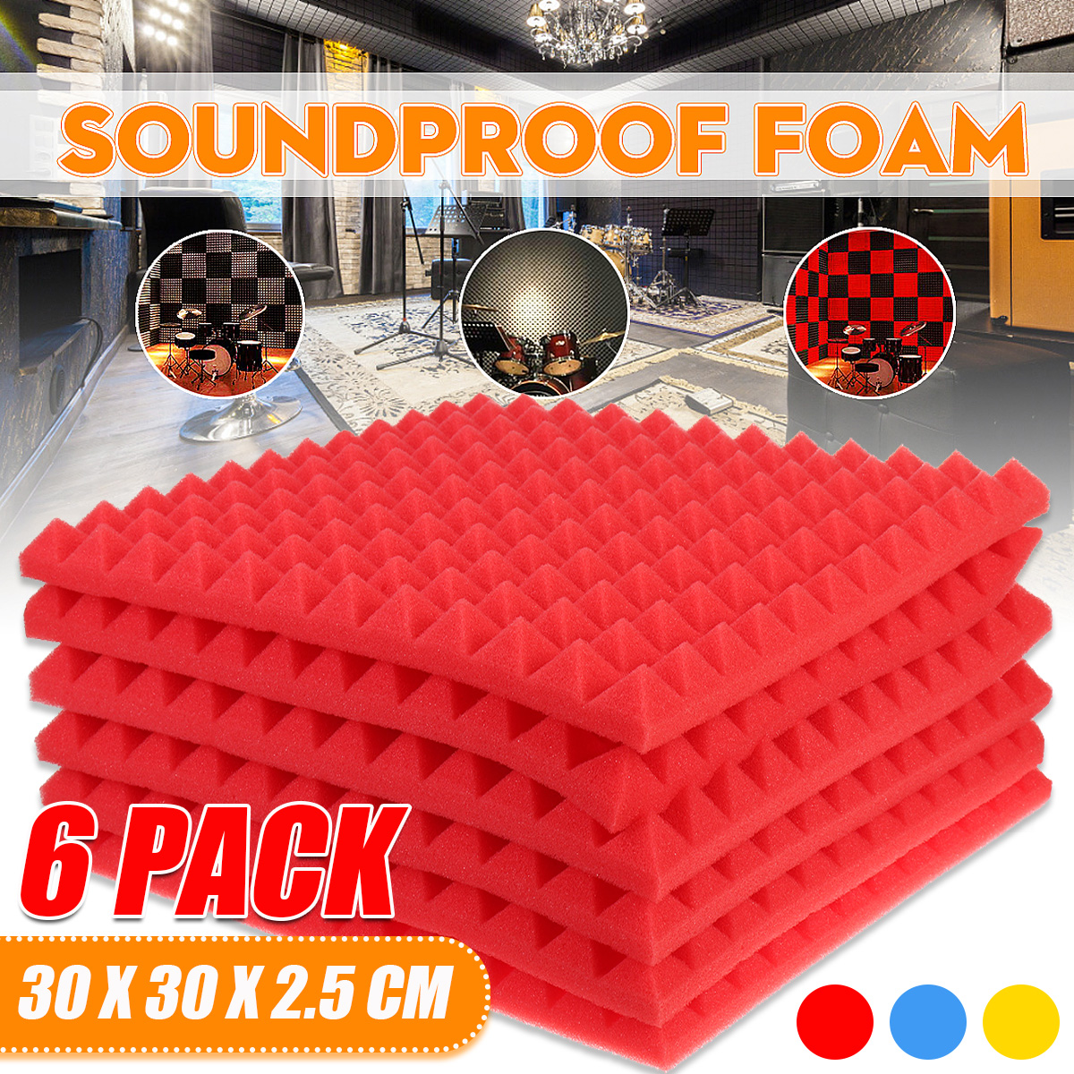 6-Pack-Acoustic-Panels-Studio-Soundproofing-Foam-Sponge-Studio-Wall-Wedge-Tiles-30x30x25cm-1801908-1