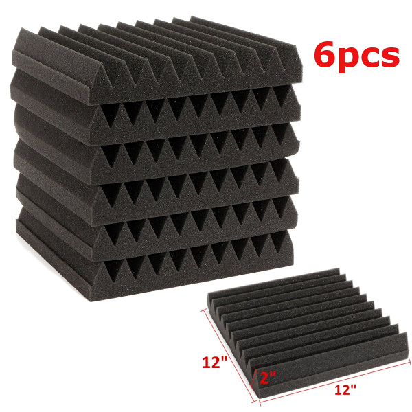 6Pcs-30x30x5CM-Soundproofing-Acoustic-Wedge-Foam-Tiles-Wall-Panels-1088421-1