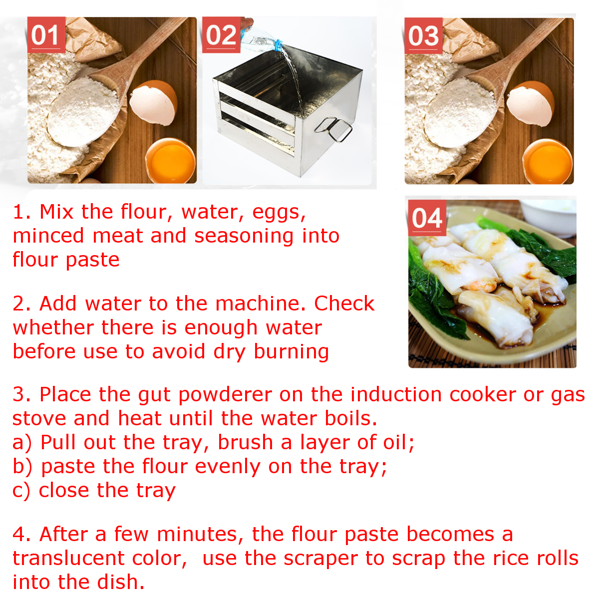 Stainless-Steel-Tray-1-Layer-Steamed-Vermicelli-Rice-Roll-Machine-Kitchen-Cooking-Steamer-Drawer-1339660-7