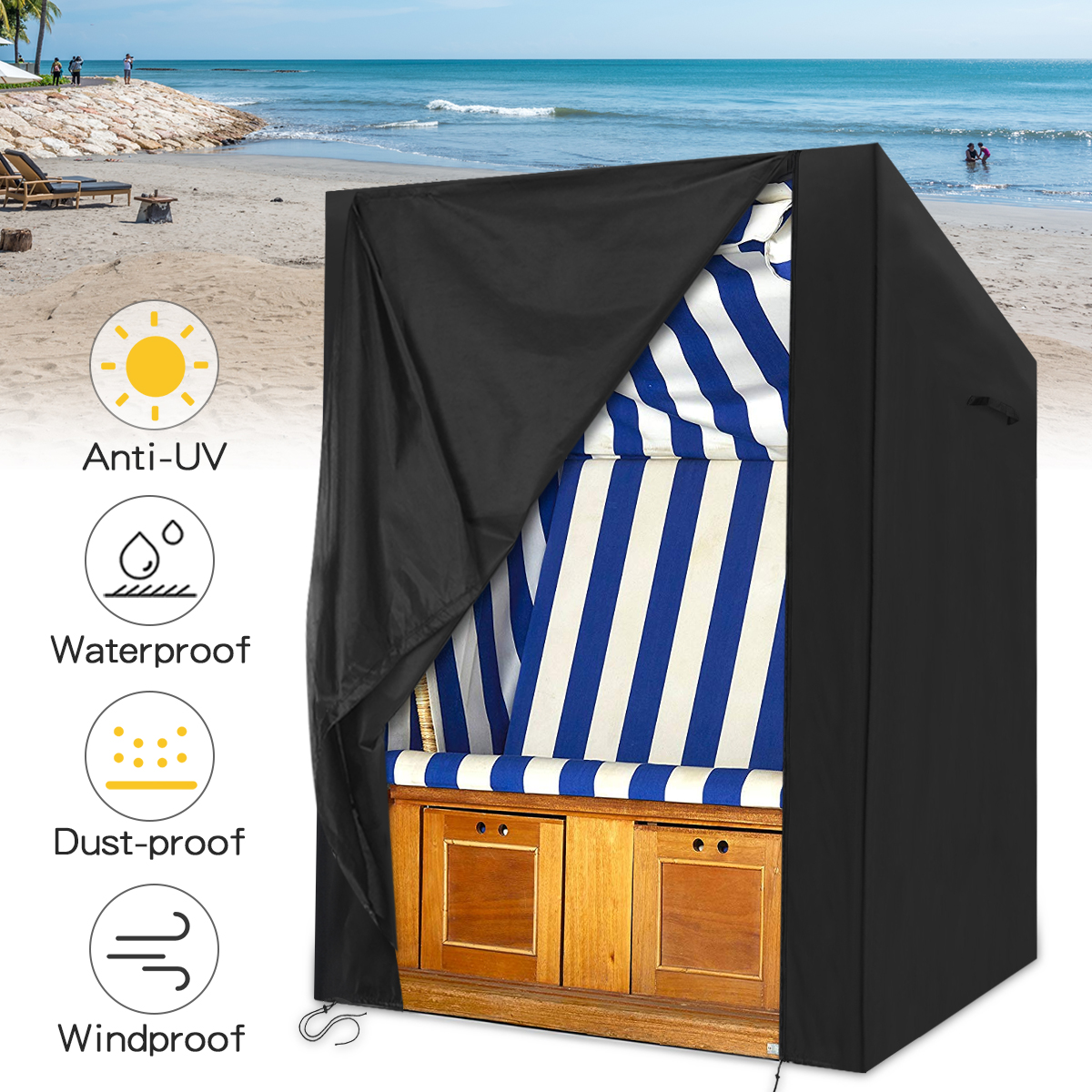 135x105x175140cm-Waterproof-Beach-Cork-Protective-Cover-With-Velvet-Closure-For-Beach-Chair-1714445-1