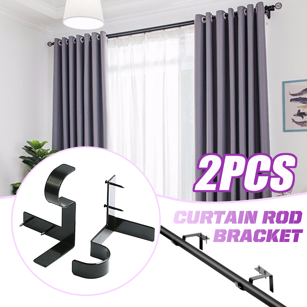 2PCS-Curtain-Rod-Brackets-Hanging-Curtain-Rod-Pole-Holder-Bracket-Tap-Window-Frame-No-Drill-1793576-1