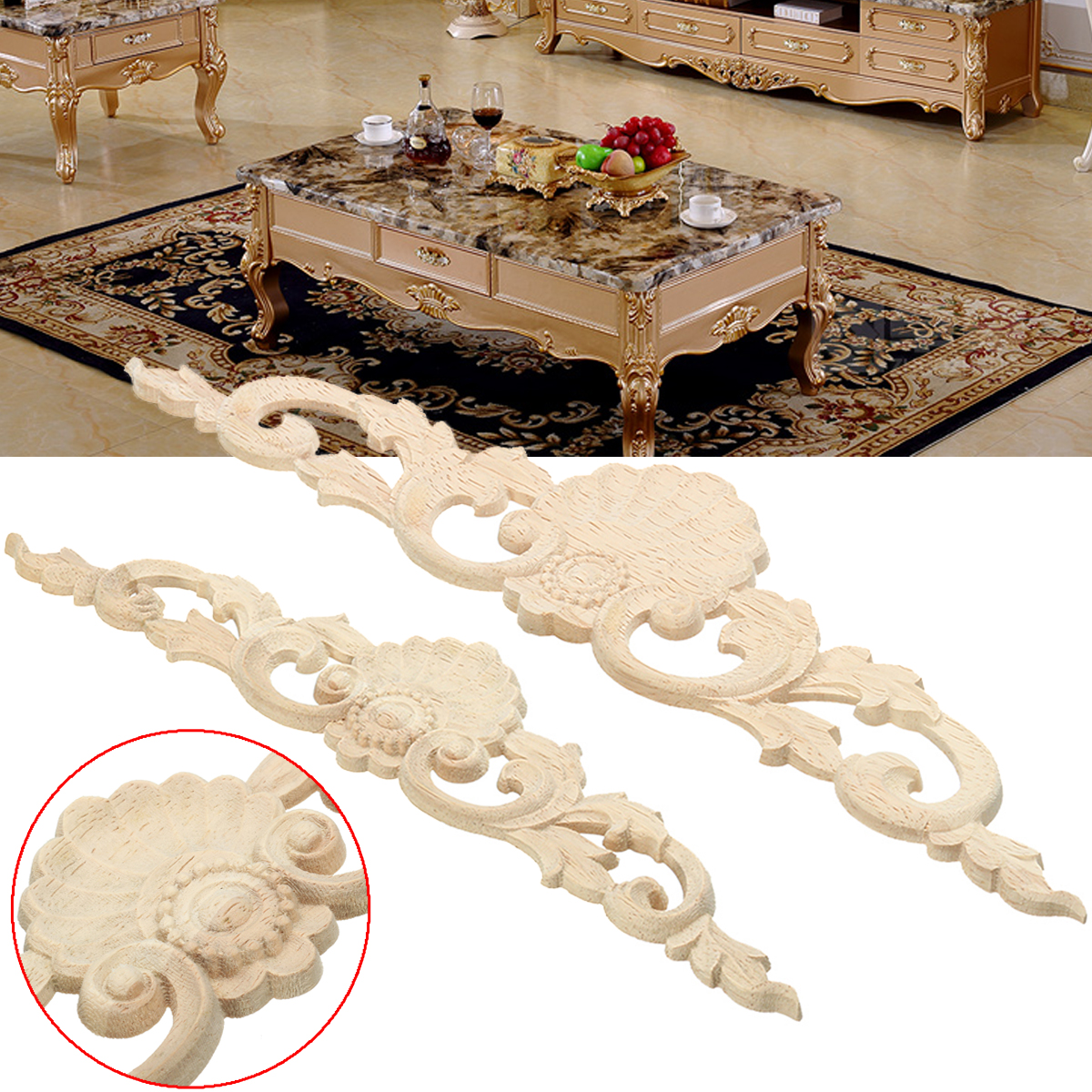 Wood-Carved-Long-Applique-Unpainted-Flower-Door-Decoration-1139157-5