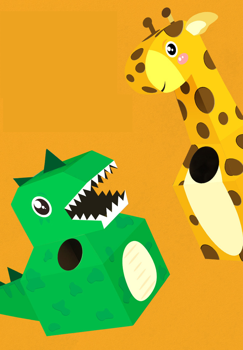 Animal-Cardboard-Wearable-Carton-Toys-Giraffe-Dinosaur-Childrens-Handmade-DIY-Model-Novelties-Toys-1562983-1