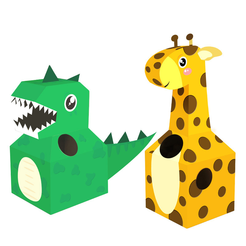 Animal-Cardboard-Wearable-Carton-Toys-Giraffe-Dinosaur-Childrens-Handmade-DIY-Model-Novelties-Toys-1562983-2