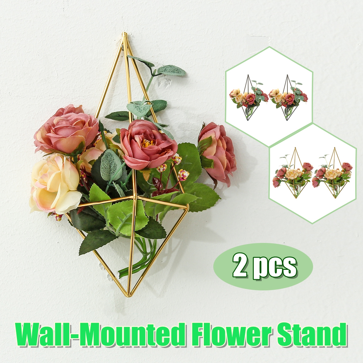 2-PCS-Wall-Mounted-Wrought-Iron-Geometric-Air-Flower-Plant-Stand-Golden-Decor-1713269-1