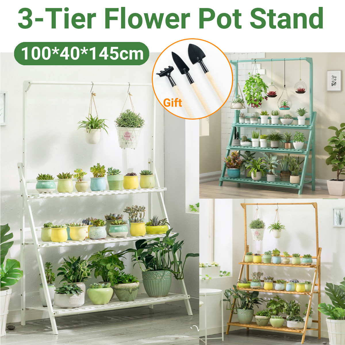 3-tier-Height-Adjustable-Foldable-Stair-floor-Flower-Pot-Stands-Rack-with-Removable-Pot-Hanging-Bar--1786440-1