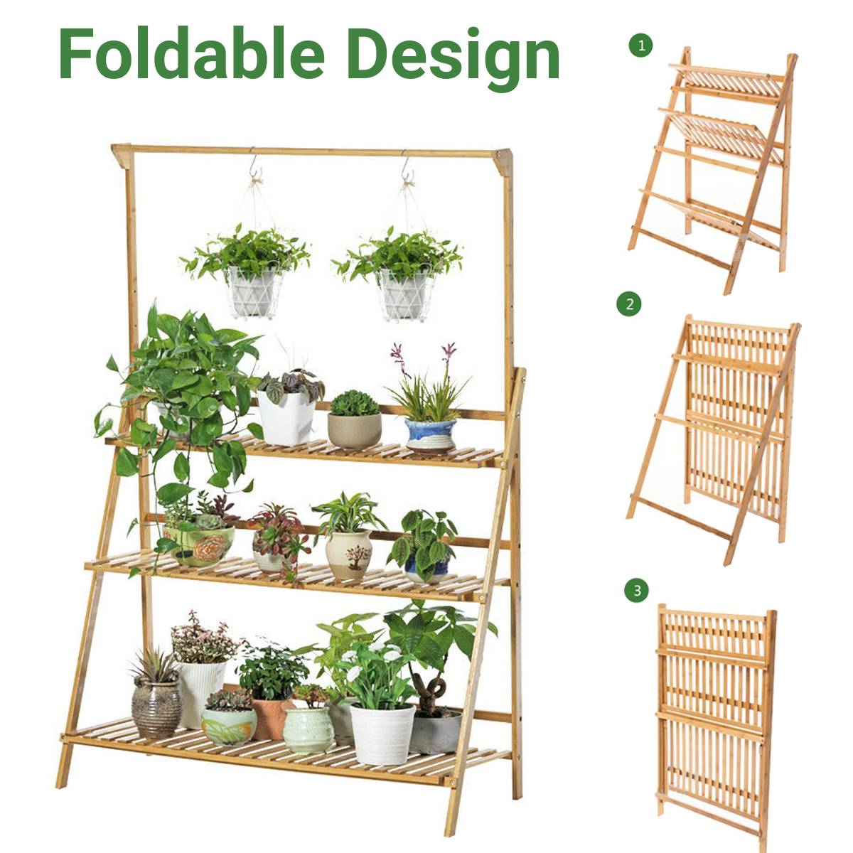 3-tier-Height-Adjustable-Foldable-Stair-floor-Flower-Pot-Stands-Rack-with-Removable-Pot-Hanging-Bar--1786440-2