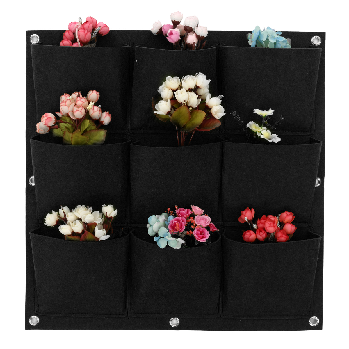 9-64-Pockets-Plant-Pot-Flower-Pot-Felt-Vertical-Garden-Hanging-Black-Wall-Planters-Pouch-1516499-1