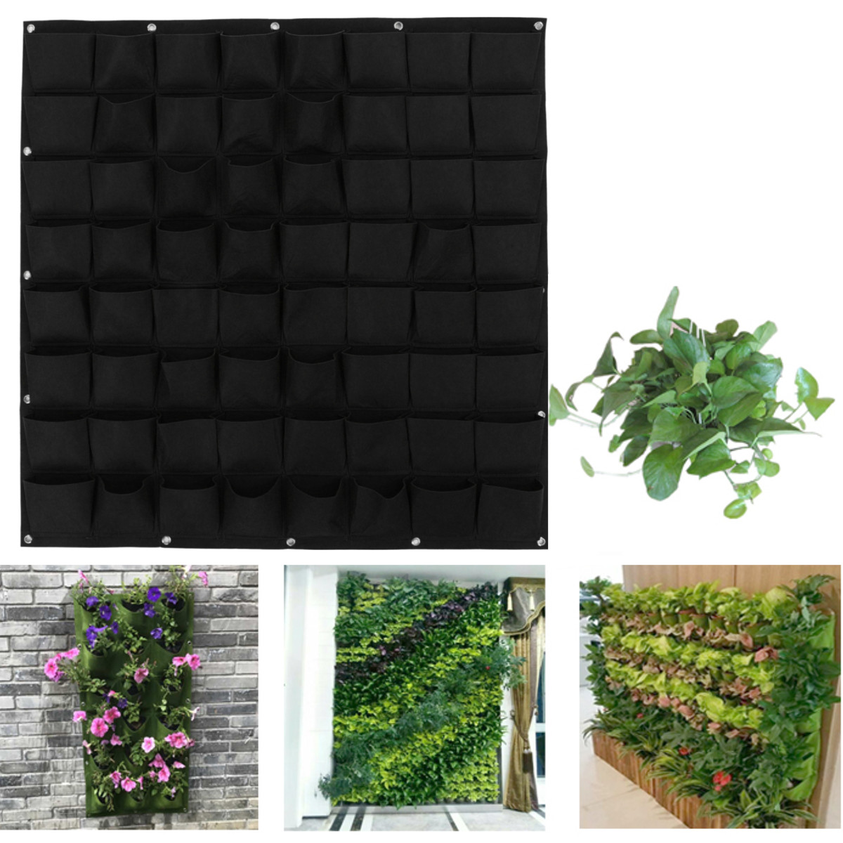 9-64-Pockets-Plant-Pot-Flower-Pot-Felt-Vertical-Garden-Hanging-Black-Wall-Planters-Pouch-1516499-8