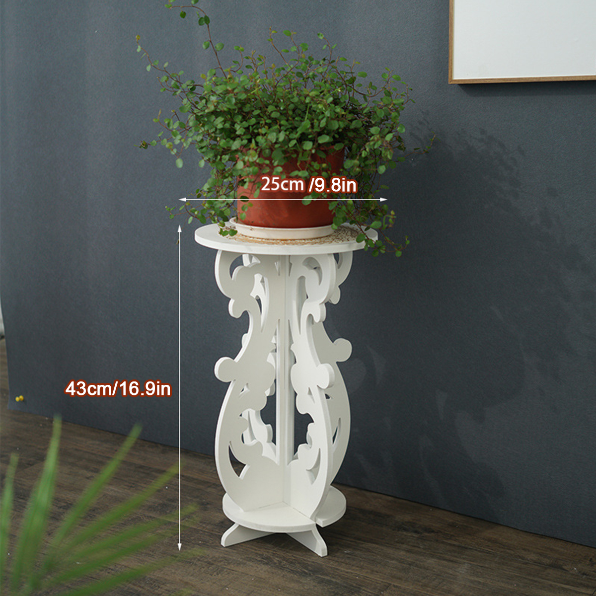 Antique-Side-Table-Beside-Small-White-Round-Tea-Coffee-Lamp-Flower-Pot-Stand-1671100-4