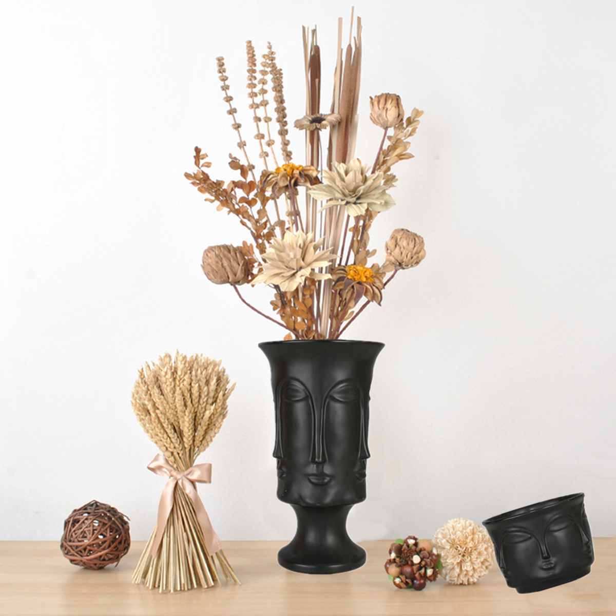 Minimalist-Artificial-Flower-Ceramic-Human-Face-Creative-Vase-Display-Room-Decorations-1473220-2