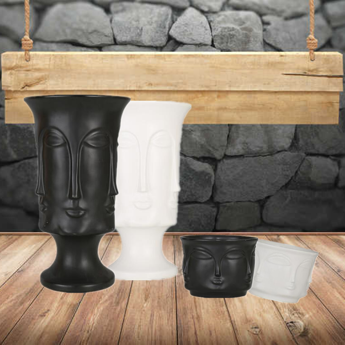 Minimalist-Artificial-Flower-Ceramic-Human-Face-Creative-Vase-Display-Room-Decorations-1473220-8