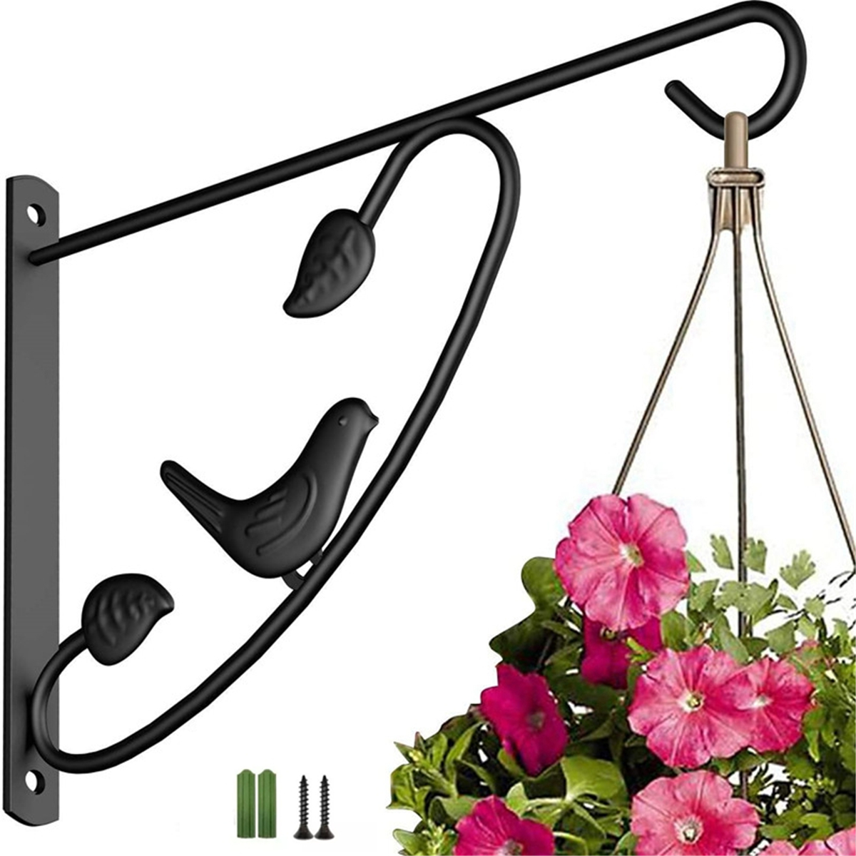 Plant-Hanger-Wall-Bracket-Iron-Basket-Rack-Hook-Garden-Flower-Pot-Holder-Black-1782412-9