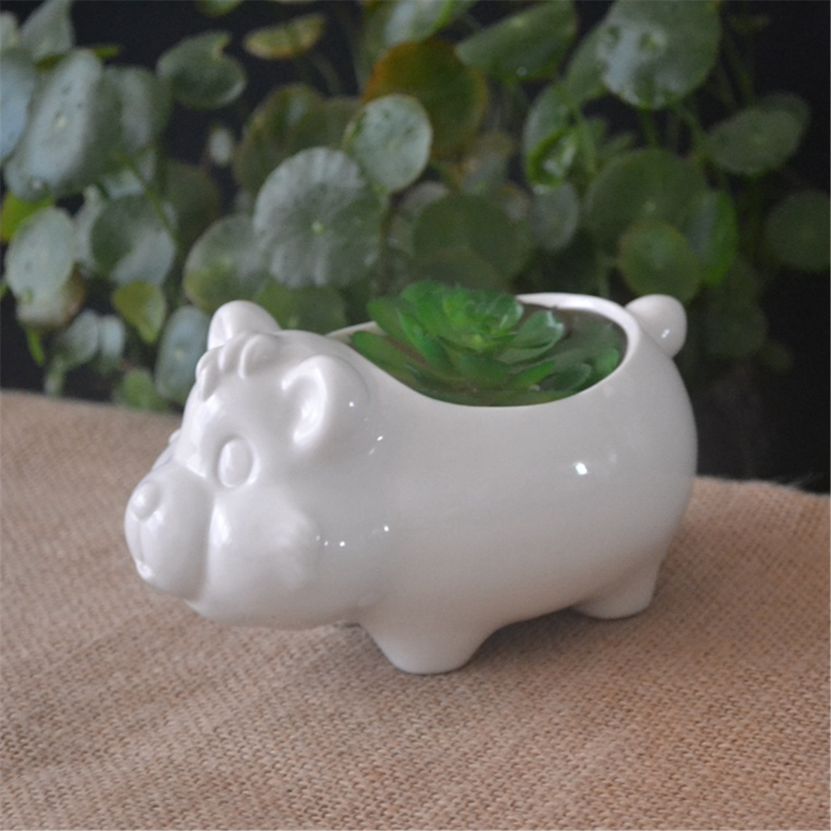 Rabbit-Ceramic-Flower-Pot-Planter-Outdoor-Indoor-Decoration-with-Round-Tray-1454876-4