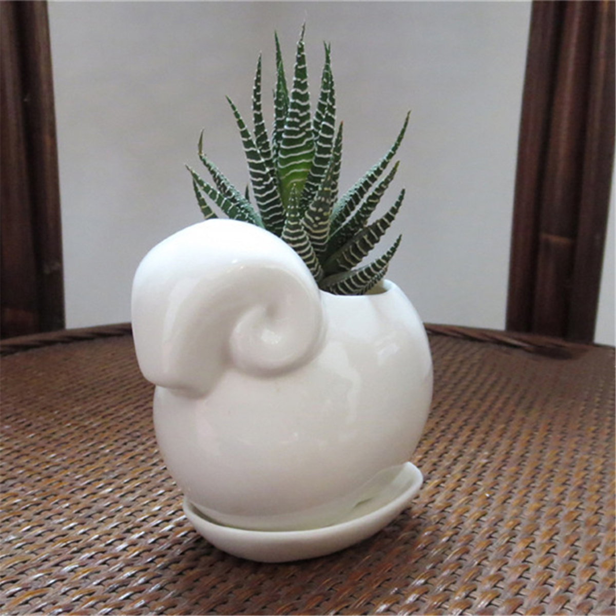Rabbit-Ceramic-Flower-Pot-Planter-Outdoor-Indoor-Decoration-with-Round-Tray-1454876-5
