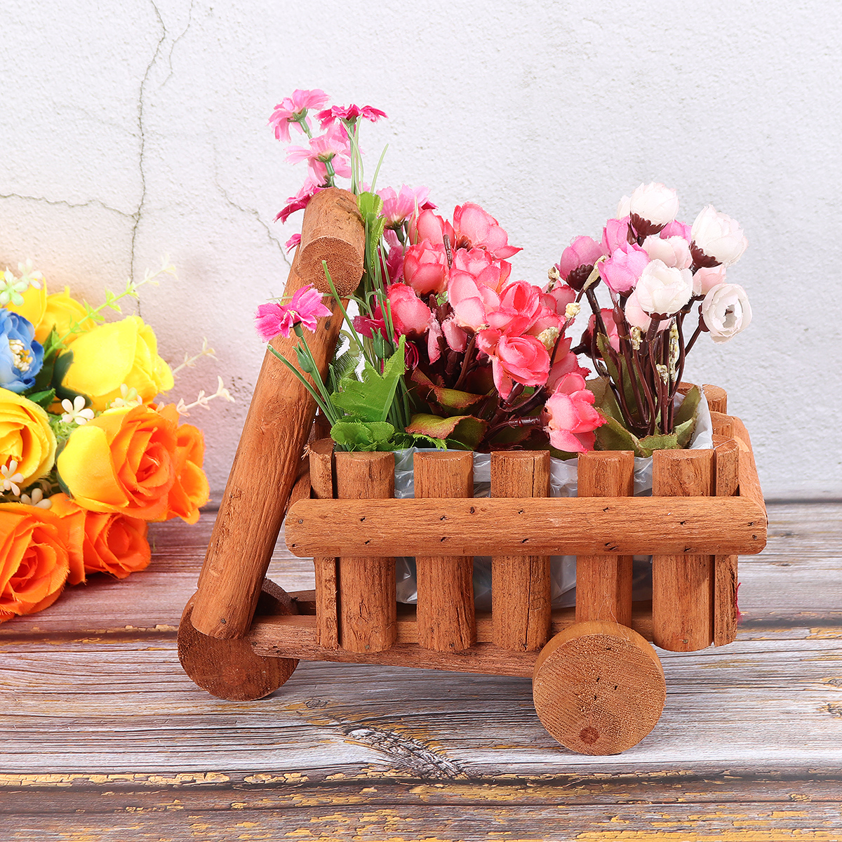 Small-Cart-Flower-Pot-Wooden-Wheelbarrow-Planter-Succulent-Container-Ornament-1727273-1