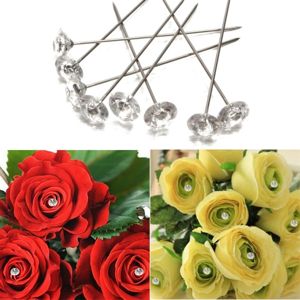 100pcs-Clear-Diamante-Flowers-Pins-Wedding-Bouquet-Supplies-Diamond-Corsage-Florist-Craft-1071212-7