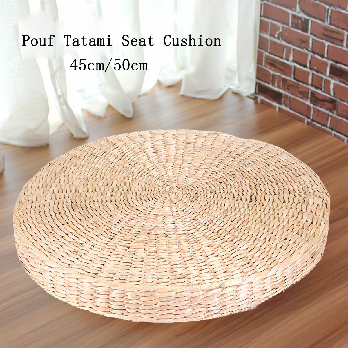 50cm-Round-Pouf-Tatami-Cushion-Floor-Cushions-Natural-Straw-Meditation-Yoga-Mats-1481574-4