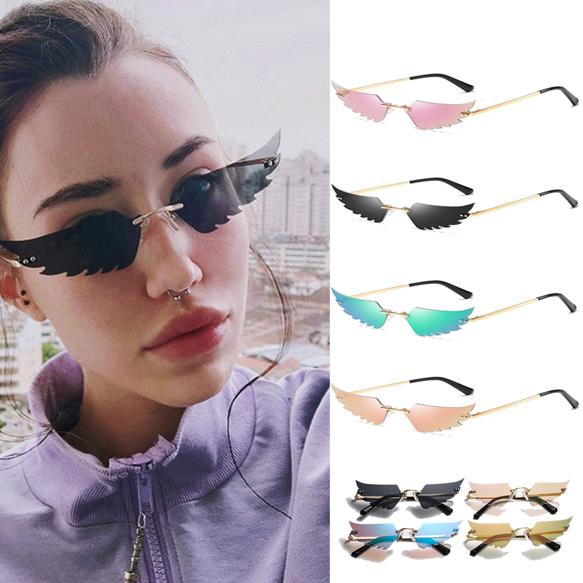 Women-Rimless-Sunglasses-Sun-Glasses-Eyewear-Frameless-w-Storage-Case-1718172-1