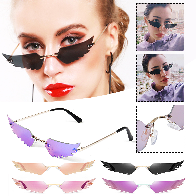 Women-Rimless-Sunglasses-Sun-Glasses-Eyewear-Frameless-w-Storage-Case-1718172-2