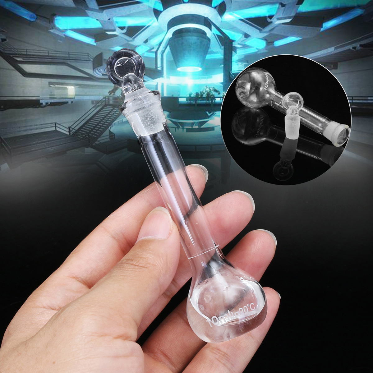 10mL-Clear-Glass-Volumetric-Flask-w-Glass-Stopper-Lab-Chemistry-Glassware-1356433-1