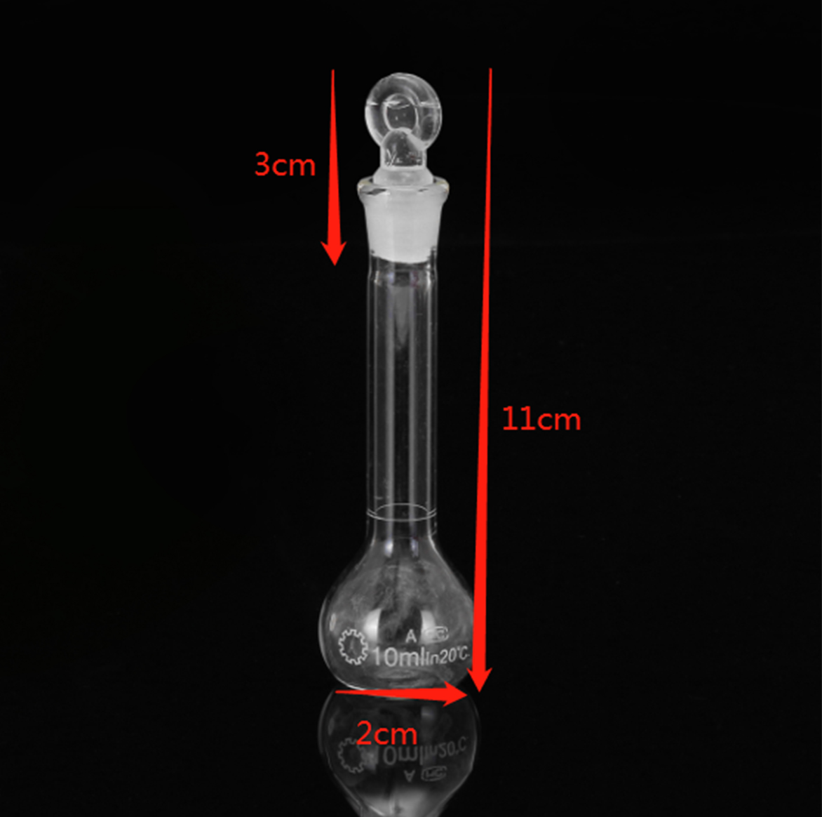 10mL-Clear-Glass-Volumetric-Flask-w-Glass-Stopper-Lab-Chemistry-Glassware-1356433-2