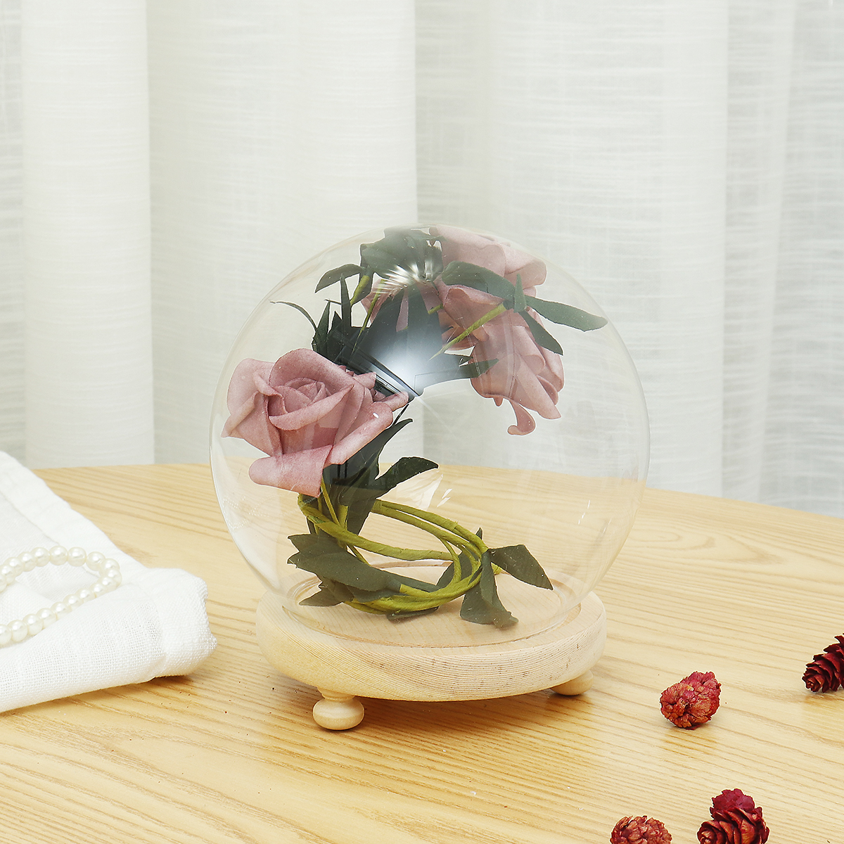 Round-Decorative-Transparent-Glass-Dome-with-Wooden-Base-Cloche-Bell-Jar-1454923-2
