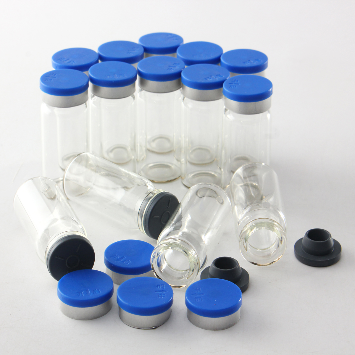 100Pcs-10mL-Clear-Glass-Bottle-Storage-Vials-w-Stopper-Flip-Off-Seals-Aluminum-Blue-Caps-1088076-5