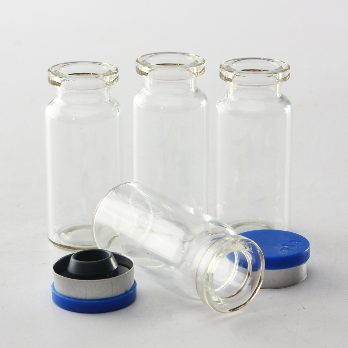 100Pcs-10mL-Clear-Glass-Bottle-Storage-Vials-w-Stopper-Flip-Off-Seals-Aluminum-Blue-Caps-1088076-6