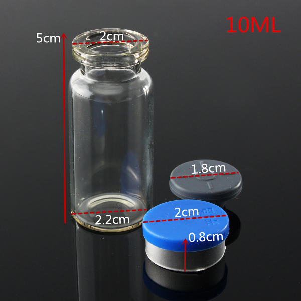 100Pcs-10mL-Clear-Glass-Bottle-Storage-Vials-w-Stopper-Flip-Off-Seals-Aluminum-Blue-Caps-1088076-8