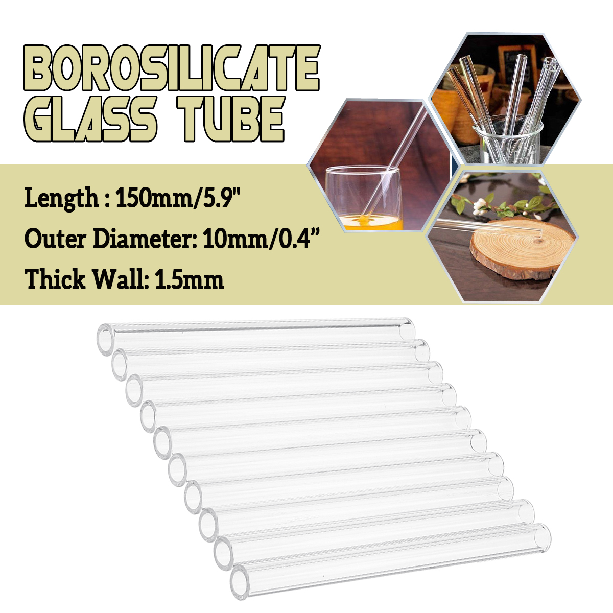 10Pcs-150x10x15mm-Length-150mm-OD-10mm-15mm-Thick-Wall-Borosilicate-Glass-Blowing-Tube-Lab-Factory-S-1618136-1