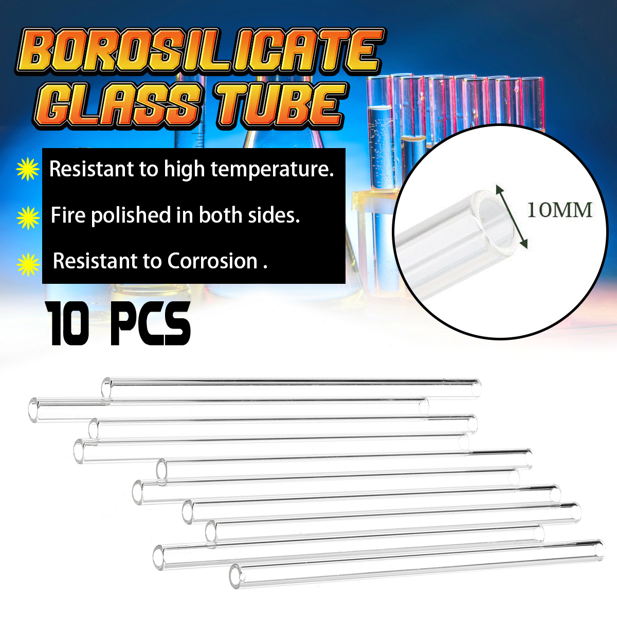 10Pcs-150x10x15mm-Length-150mm-OD-10mm-15mm-Thick-Wall-Borosilicate-Glass-Blowing-Tube-Lab-Factory-S-1618136-2