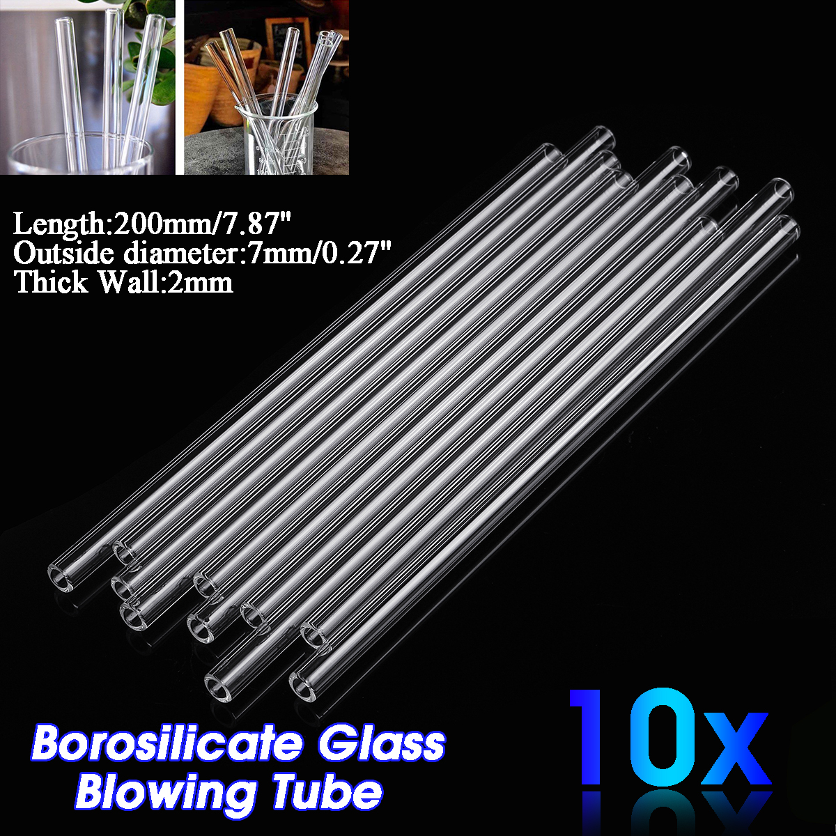 10Pcs-200x7x2mm-Length-200mm-OD-7mm-2mm-Thick-Wall-Borosilicate-Glass-Blowing-Tube-Lab-Factory-Schoo-1618137-3