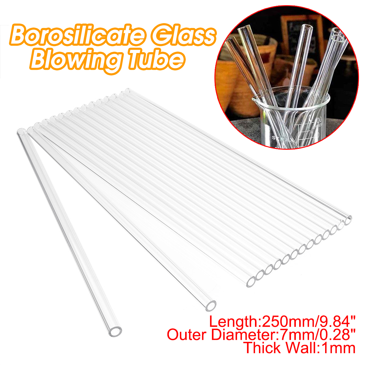 10Pcs-250mm-OD-7mm-1mm-Thick-Wall-Borosilicate-Glass-Blowing-Lab-Tube-1603813-1