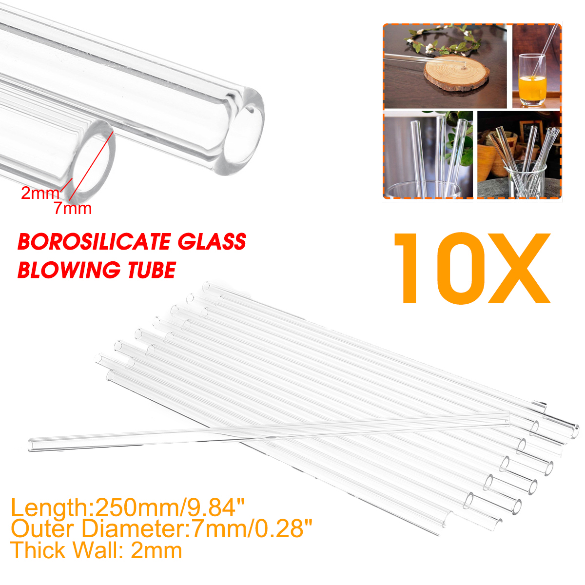 10Pcs-250mm-OD-7mm-2mm-Thick-Wall-Borosilicate-Glass-Blowing-Lab-Tube-1603810-1