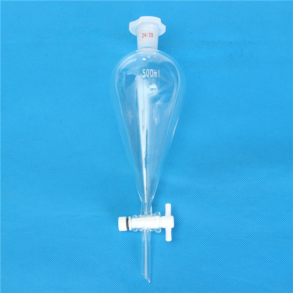 500mL-2429-Joint-Lab-Glass-Pear-Shape-Separatory-Funnel-with-PTFE-Stopcock-1095648-2