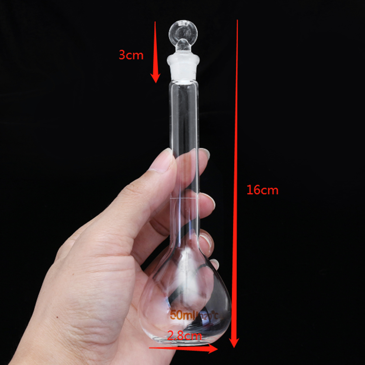 50mL-Clear-Glass-Volumetric-Flask-w-Glass-Stopper-Lab-Chemistry-Glassware-1356426-9