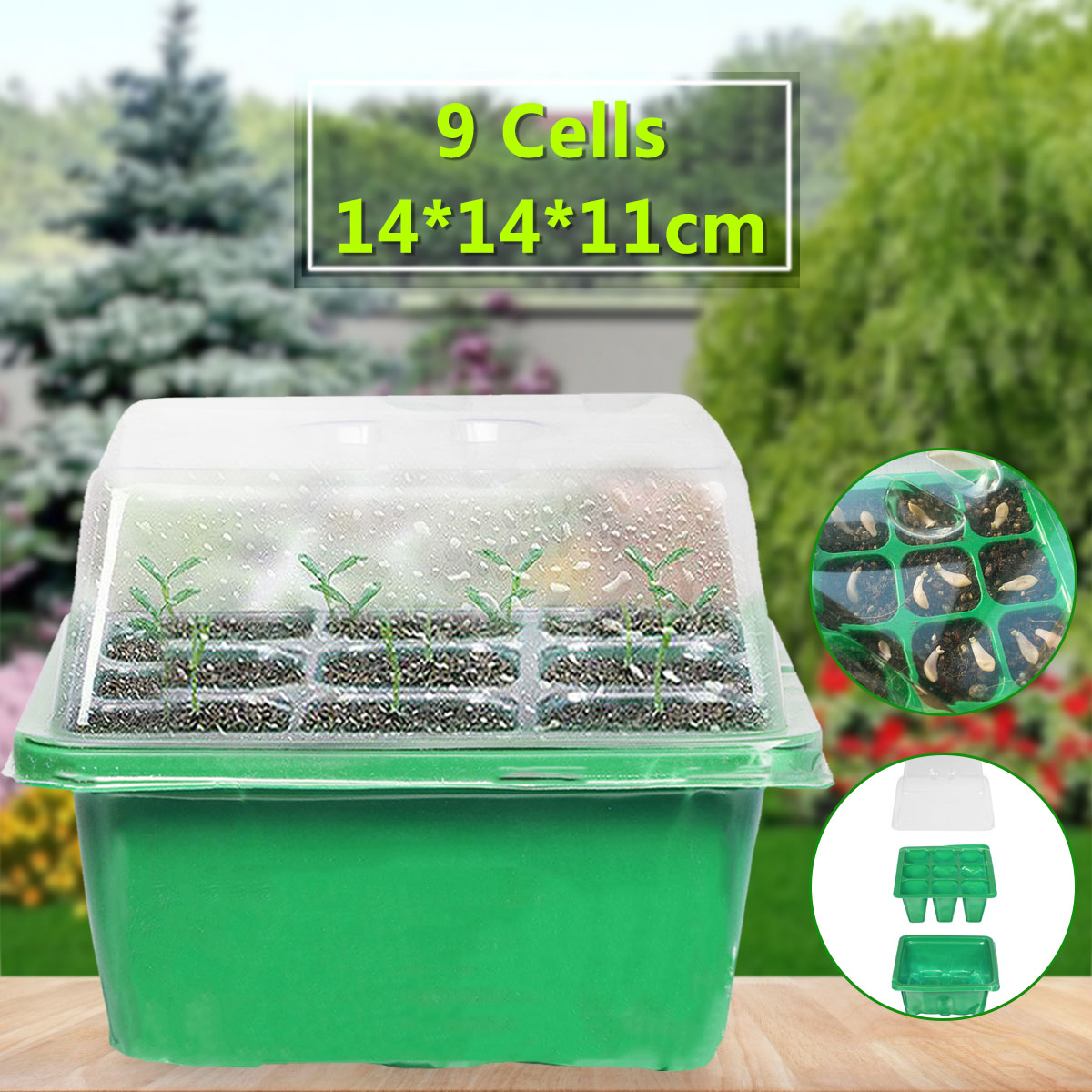 9-Holes-Plastic-Planting-Box-Set-Nursery-Pot-Plant-Grow-Garden-Germination-Kit-1726130-1