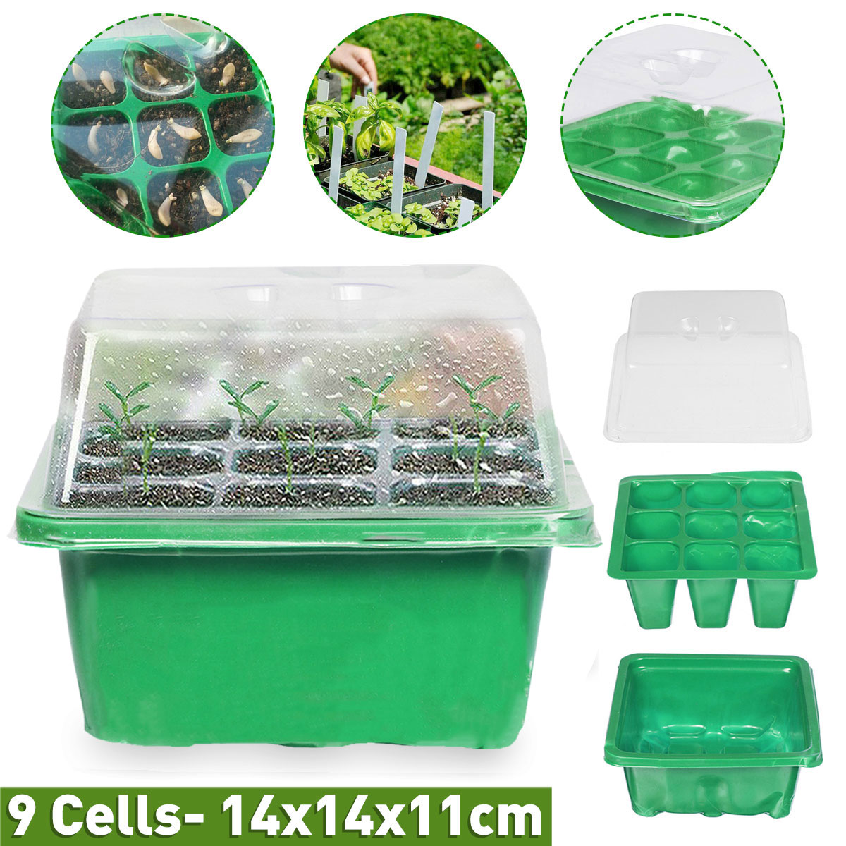 9-Holes-Plastic-Planting-Box-Set-Nursery-Pot-Plant-Grow-Garden-Germination-Kit-1726130-2