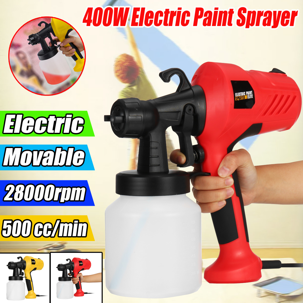 Electric-Spray-Paint-Sprayer-Compressor-for-Car-Wood-Wall-with-Flow-Control-1701162-2